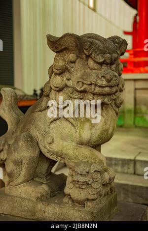 Statue guardian dog at Kanda shrine in Tokyo Stock Photo