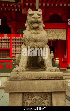 Statue guardian dog at Kanda shrine in Tokyo Stock Photo