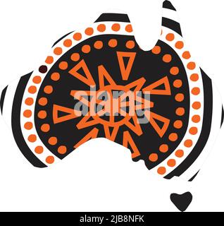 Aboriginal art dots painting with using Australian map outline Stock Vector