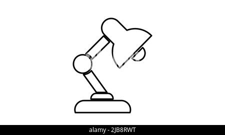 Desk Lamp Icon. Vector isolated black and white editable ilustration Stock Vector