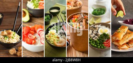 Set of traditional Chinese food on table Stock Photo