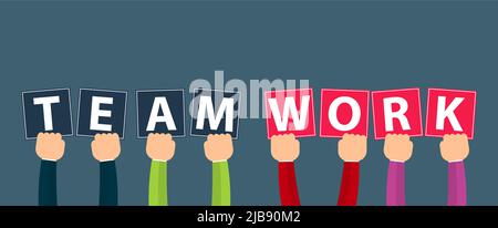 Hands Connecting Concept,Group of Holding handle show teamwork summit workers are meeting in the same power room. Stock Vector