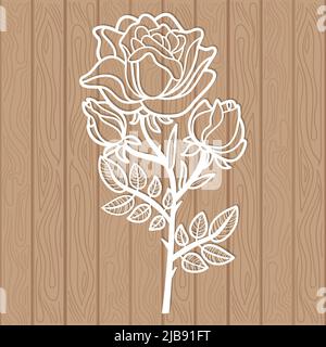 Template for laser cutting. Rose flower. Vector Stock Vector