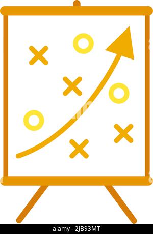 Yellow strategy drawn on a whiteboard concept icon. Vector illustration for poster, leaflet, web site or application decor. Stock Vector