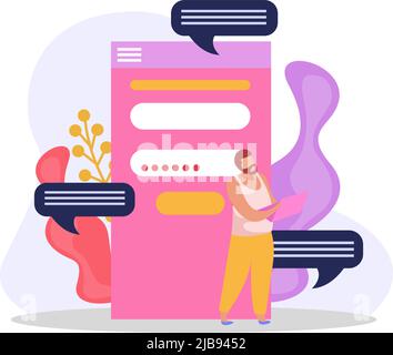 Flat icon with computer user chatting online on laptop vector illustration Stock Vector