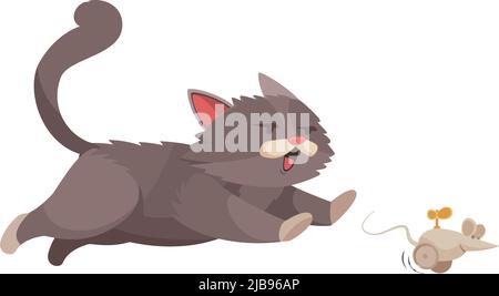 cat chasing mouse clipart