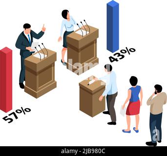 Election isometric composition with characters of candidates and voters vector illustration Stock Vector