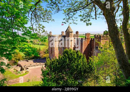 Dunster Castle with the Bristol Channel beyond, Somerset, England, UK Stock Photo