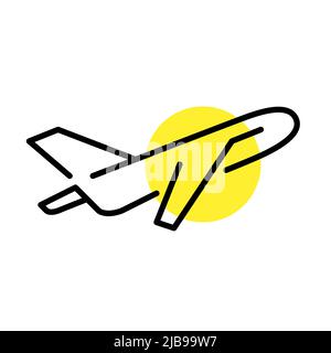 Plane taking off. Going on a vacation trip. Pixel perfect, editable stroke line art icon Stock Vector