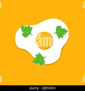Fried egg. Fast food for breakfast, lunch, dinner. Cooked omelet. Scrambled eggs. Stock Vector