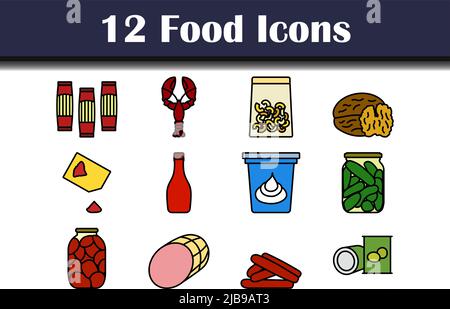 Food Icon Set. Editable Bold Outline With Color Fill Design. Vector Illustration. Stock Vector