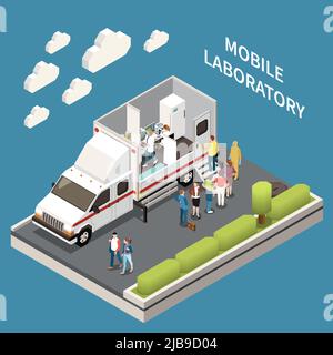 Biotechnology isometric composition with view of laboratory workplace ...