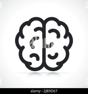 human brain line black and white icon Stock Vector