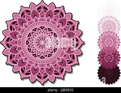 Ornamental Mandala EPS Multilayer Cut File, Five layers. Multilayer elements for paper cutting or machine cutting.  30 cm Stock Vector
