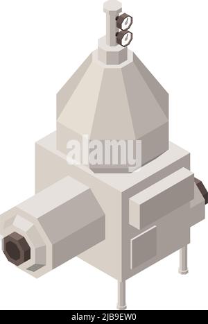Milk production isometric composition with isolated image of industrial facility on blank background vector illustration Stock Vector