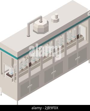 Milk production isometric composition with isolated image of industrial facility on blank background vector illustration Stock Vector