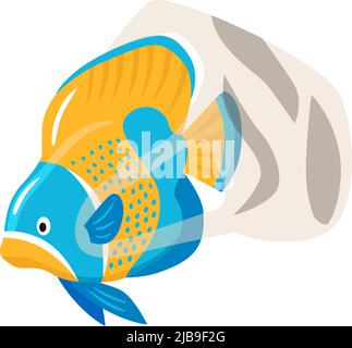 Isometric water ocean pollution composition with floating fish tied to waste plastic bag on blank background vector illustration Stock Vector