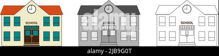 Back to school. School building design. Pixel perfect Stock Vector