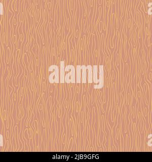 Seamless vector pattern with curved line texture on light brown background. Simple wavy stripe wallpaper design. Decorative wood tile fashion textile. Stock Vector