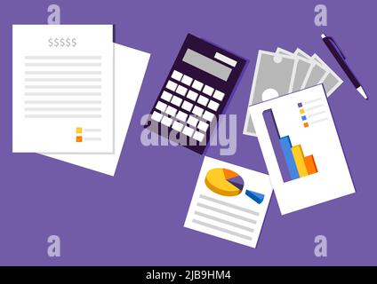 Illustration about financial audit, tax form and earning calculation Stock Vector