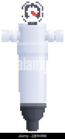 Water filter flat composition with isolated image of water filter equipped with manometer vector illustration Stock Vector