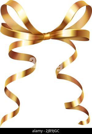 Curled ribbons serpentine realistic composition with isolated image of shiny festive decoration vector illustration Stock Vector