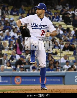 Los Angeles, USA. 04th June, 2022. Los Angeles Dodgers starting pitcher Tyler Anderson winds up to deliver during the fifth inning against the New York Mets at Dodger Stadium in Los Angeles on Friday, June 3, 2022. Photo by Jim Ruymen/UPI Credit: UPI/Alamy Live News Stock Photo
