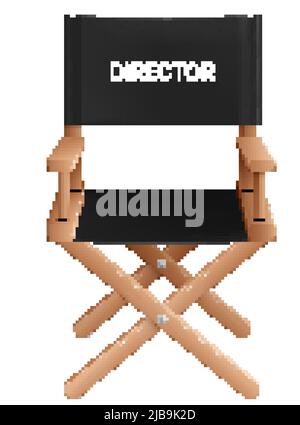 Cinema film production realistic transparent composition with isolated image of foldable directors chair vector illustration Stock Vector