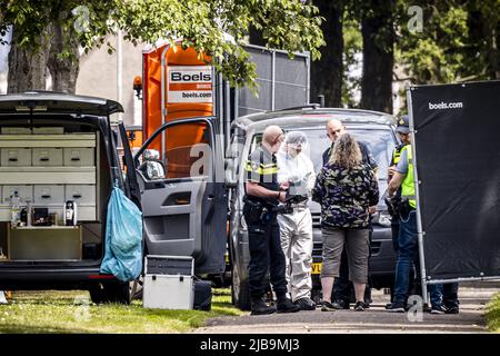 Geleen, Netherlands. 04th June, 2022. 2022-06-04 13:38:24 GELEEN - The police are investigating the discovery of a body in a house in Geleen. The police arrested a suspicious man on Friday night in the case surrounding the disappearance of 9-year-old Gino. The police suspect that the man is involved in the disappearance and take seriously into account that the body found belongs to the missing Gino. ANP ROB ENGELAAR netherlands out - belgium out Credit: ANP/Alamy Live News Stock Photo