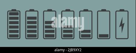 Vector battery symbol set different level of charge. Battery charge signs. Vector Stock Vector