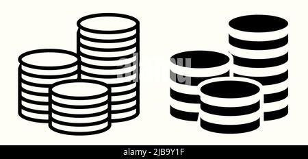 Coins Icon isolated on grey background. Money icon set. Line money symbol for web site design. Vector illustration Stock Vector