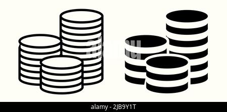Coins Icon isolated on grey background. Money icon set. Line money symbol for web site design. Vector illustration Stock Vector
