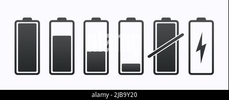 Battery charge level indicators with gradient Stock Vector