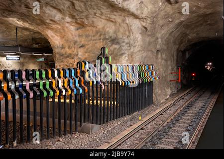 artistically designed station 'Västra Skogen' of the Underground (Tunnelbana) at Stockholm, Sweden Stock Photo