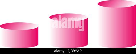 Podium geometric mockup display. Round cylinder pedestal. 3d platform product presentation stand. Abstract vector rendering shape for products display presentation. Modern pink studio room background Stock Vector
