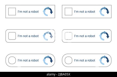 I am not a robot and robot arm, flat Stock Vector