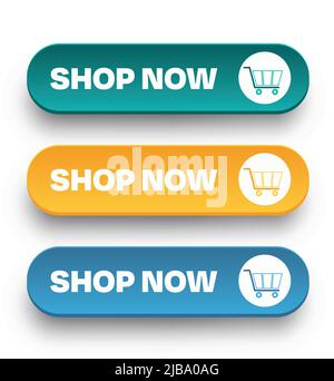 A set of volumetric colorful buttons for websites and applications Stock Vector