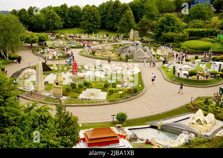 View of Miniland from the sky train in LEGOLAND Windsor, United Kingdom Stock Photo