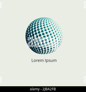 3D networking communication. Planet with dot pattern. Abstract geometric digital business icon, logo Stock Vector