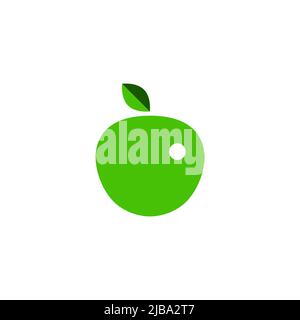 Apple minimal logo, icon. Farm food concept. Apple simple round modern symbol, sign Stock Vector
