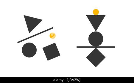 Chaos and order concept. Orderly and disordered life. Life coaching, mentor. Comparison before and after. Manager symbol. Business metaphor Stock Vector