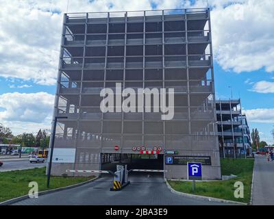 Multi-level guarded car park, extra parking space in the city Stock Photo