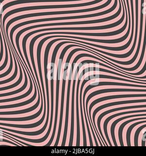 Abstract op art texture with wavy stripes. Creative background with distorted lines. Striped diagonal lines, design with distortion Stock Vector