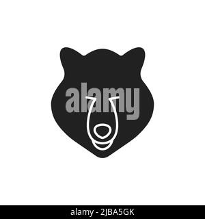 Head of bear symbol. Bear icon, logo. Team mascot, minimal sign Stock Vector