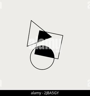 Composition of circle, square and triangle. Logo architecture, collage. Poster in style of abstractionism Stock Vector