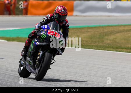 4th June 2022; Circuito de Catalunya, Montmelo,  Barcelona, Spain: Gran Premi Monster Energy de Catalunya, MotoGP of Spain, qualification sessions: Fabio Quartararo of France rides the (20) Monster Energy Yamaha MotoGP during the qualifying day Stock Photo