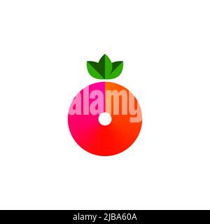 Tomato minimal logo, icon. Farm food concept. Tomato simple round modern symbol, sign Stock Vector