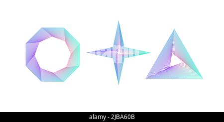 Set of geometric abstract line shapes. Blend vector elements Stock Vector