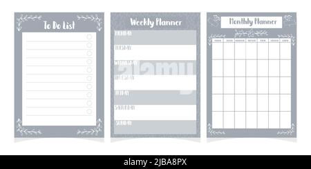 Planner page templates. Business week organizer checklist, office work  printable vector agenda, school or college education daily goal planners  templa Stock Vector Image & Art - Alamy