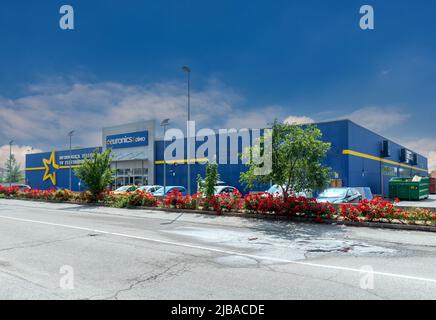 Cuneo, Italy - June 03, 2022: Euronics Dimo store, international electrical retail group Stock Photo